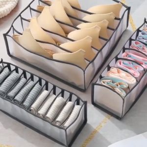 Wardrobe Clothes Organizer Foldable Washable Drawer Storage Box Nylon Mesh Clothes Organizer Bag for Cabinet Clothes Pants Jeans Legging T-Shirt Underwear Bras Socks Classification