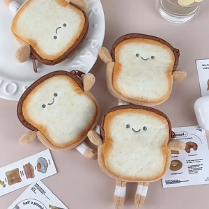 Japanese Cute Cartoon Toast Coin Purse Plush Pendant Creative Butter Toast Purse Coin Earphone Storage Bag