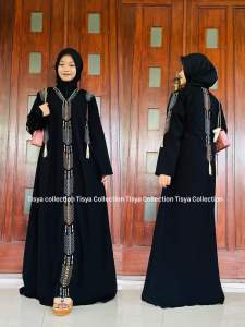 Abaya hitam premium zipper black murah