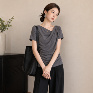 SHIMANQING | High-end Asymmetric Drape Short Sleeve T-shirt Slimming