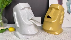 Creative Personality Tissue Box Easter Island Stone Statue Tissue Storage Box Art Design Sense Drawing Paper Box Entrance Bedroom Living Room Decoration Decoration Decoration