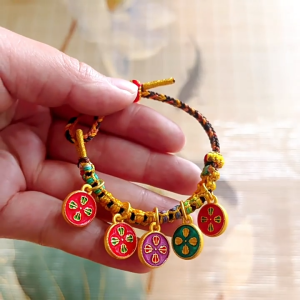 Five-way God of Wealth Colorful Rope Bracelet Woven Red Rope for Women Adjustable Thangka Bracelet Five-color Thread Gift