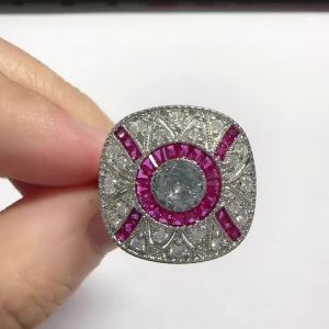 Huitan Vintage Design Women Silver Color Cushion Shaped Inlaid White/Red CZ Bohemian Style Accessories Party Trendy Lady Jewelry