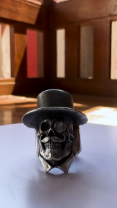 Pewterland Ringskull Texas Death Cincin Tengkorak 3D Bahan Logam Timah Pria dan Wanita