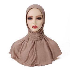 Jifang Women Plain Elastic Modal Cotton Inners Head Neck and Shoulder Cover Bandage Press Button Muslim Inner Cap WJ993