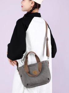Cotton Canvas Tote Bag Womens Crossbody Small Shoulder Bag Commuter Work Handbag Soft Handle Vintage Style Daily Use