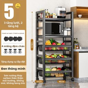TIJU | Giá Đựng Bếp Inox Nhiều Tầng Có Thể Di Chuyển Dùng Để Sắp Xếp Trái Cây và Rau Củ
