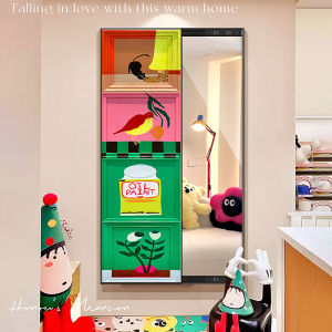 Dopamine Style Invisible Full-Length Mirror Wall Art Decorative Painting Entrance Hall Hidden Clothing Try-On Mirror Slide