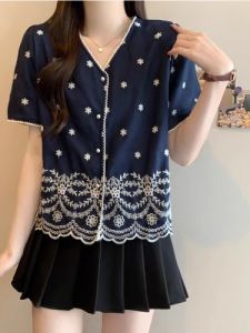 AIYITI | Korean Style V-Neck Short Sleeve Large Size Shirts 2026 New