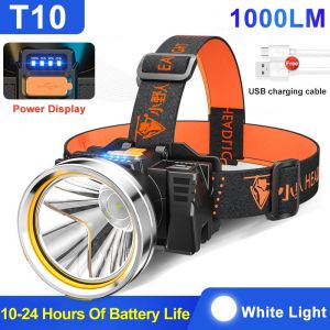 T10 Senter kepala led super terang tahan lama Headlamp 300W Rechargeable and waterproof