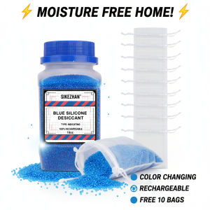 Rechargeable Blue Silica Gel Beads 3-5mm Desiccant Indicating Moisture Absorber Dehumidifier Blue to Pink Color Change Dry Packs