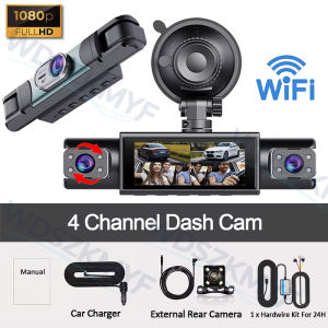 WiFi 4 Channel Dashcam Rear View Camera FHD 1080P cars Black Box 170° Wide Angle Loop Recording 3 Camera Driving car accessories