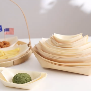 *In Stock*Wooden Sushi Boat Takoyaki Plate Boat Shaped Bamboo Basket/Boat Shaped Pallet Wooden Boat Shaped Pallet Wooden Mat 50PCS