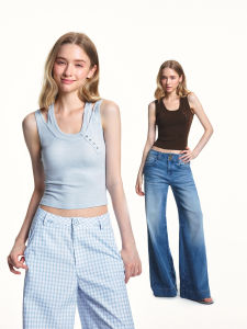 Apea | Lycocell Wool Fake Two-Piece Wearing Design Short Slim Fit Crop Tank Top