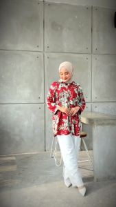 Kemeja Atasan Wanita Jumbo Katun Rayon Oversize Adem Flower 301