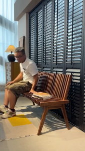 folding wooden bench piano key design foldable solid wood bench multi function coffee bench with back support vintage design piano key dining chair