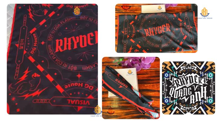 KHĂN BANDANA lụa latin 60x60cm/70x70cm thiết kế ĐỘC QUYỀN TỪ BBN CHO FAN RHYDER QUANG ANH DG HOUSE