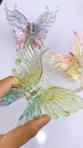 Jepit Rambut Kupu-Kupu Kristal Gradasi Besar Jedai Akrilik Fashion Aksesoris Rambut Murah PST