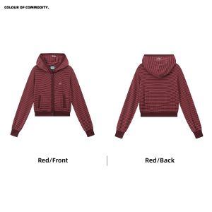 JNXS | Striped Knitted Hoodie Sweater Loose Drop Shoulder Micro-elastic Short 1pc
