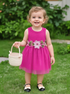 Children Eden 0-3yrs old infant baby floral tulle dresses newborn baby flower sleeveless dresses for toddler girls all match bab
