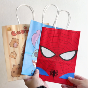 Paper Bag _ Capybara beg kertas kapasiti besar kanak kanak Pink Purple paper bag large storage kids gift 卡皮巴拉酷兔子大容量环保袋子