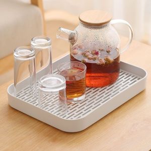 Thicken Tea Tray Double Cup Holders Drain Shelf for Household Tea Cups Storage Tray Cups and Chopsticks Deepen Tea Tray Shelf