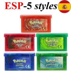Bandai | Spanish Versions Pokemon GBA Game Cartridge - Emerald FireRed LeafGreen Ruby Sapphire 32 Bit Game Collection Classic Game Card