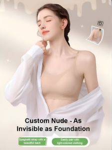 Womens Ice Silk Ultrathin Section Underwear Large Breasts Show Small Breathable Seamless Bra Ladies Backless Halter Vest Wrap