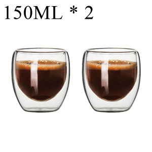Bộ Cốc Thủy Tinh Borosilicate Hai Lớp 2-18 Chiếc Chịu Nhiệt Dùng Cho Trà Cà Phê Sữa Nước Ép Thân Thiện Với Môi Trường Kiểu Dáng Tròn Dùng Cho Nhà Và Quầy Bar