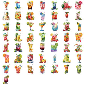 50/100PCS Cartoon Summer Drink Stickers Cartoon Graffiti Transparent PET Waterproof Phone Luggage Decoration Stickers