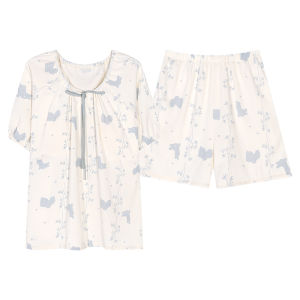 miiow | Catwoman Summer Ice Silk Cool Feeling Cute Womens Sleepwear Set Home Clothes Short Sleeve Round Neck Polyester Spandex Blend