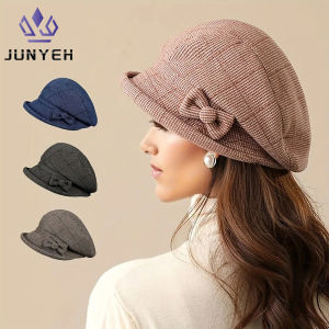 Elegant Womens Beret Hat With Bow Autumn Winter Short Brim Beanie Stylish & Warm Casual Headwear For Women Mothergift New