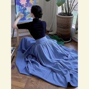 xocoboho | French Style High-Quality Blue A-Line Skirt
