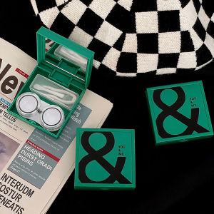 Creative Fluorescent Green And Rose Red Contact Lens Storage Box Partner Box Simple Chic Design Eye Color Box Optical Care