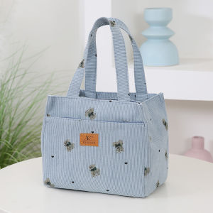 กระเป๋าถือผ้าคอร์ดูรอยน่ารัก กระเป๋าแม่ทันสมัยสำหรับผู้หญิง กระเป๋าใส่อาหารสำหรับคนทำงาน กระเป๋าใส่ของเล็กแบบลำลอง