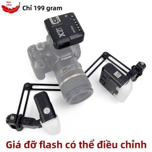 Giá Đỡ Đèn Flash Kép Cho Máy Ảnh SLR DSLR Dùng Trong Chụp Ảnh Nha Khoa Và Macro Tương Thích Với Đèn Flash Godox Và Bộ Kích Hoạt Tương Thích Với Nhiều Thương Hiệu.