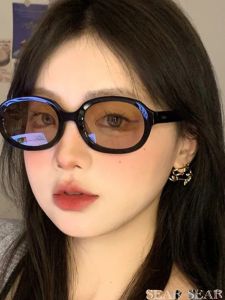 แว่นกันแดดทรงอvaleสีชาสไตล์ย้อนยุคสำหรับผู้หญิง ป้องกันรังสียูวี สไตล์หรูหรา เหมาะกับใบหน้ารูปสี่เหลี่ยมและรูปเพชร