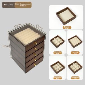 QIOEROUL | Large Capacity Walnut Wood Texture Elegant Jewelry Box