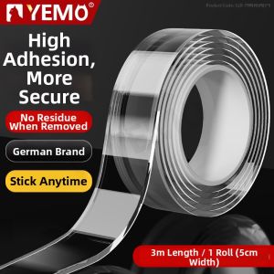 YEMO | Strong Waterproof Double Sided Tape High Adhesive No Residue Non-Marking Walls Transparent