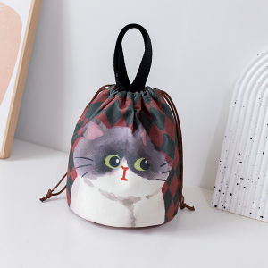 กระเป๋าถือทรงถังลายสก็อตสไตล์ใหม่ กระเป๋าสะพายไหล่ผ้าฝ้ายสำหรับผู้หญิง กระเป๋าสะพายข้างแบบลำลองสำหรับนักศึกษาและผู้ที่ทำงานในออฟฟิศ