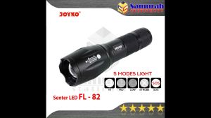 Senter LED Joyko FL 82 / LED Flashlight FL-82 Strobe / Senter lensa Zoom in Out SOS / 270 Lumens