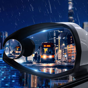 Upgraded 2Pcs Honda Car Rearview Mirror Carbon Fiber Visor Rain Eyebrow Cover Sticker With Round Blind Spot Mirror For Honda City Brio BRV CRV Jazz Civic Accord HRV VEZEL FIT