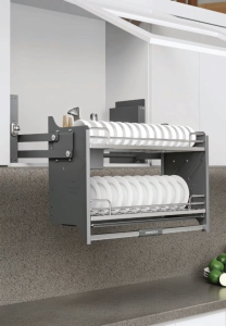 Giá bát di động nâng hạ thông minh Eurogold EPO9360 inox oval 304 cho tủ bếp trên 600mm hiện đại