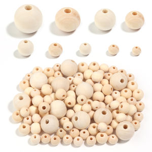 30-100pcs/lot 6-30mm Log Color Wooden Beads Round Loose Spacer Beads For DIY Jewelry Making Handmade Crafts Accessories