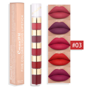 5 In 1 Matte Lip Gloss Set กันน้ํา Long Lasting Liquid ลิปสติก 5 สี Mini ขนาดมังสวิรัติโหดร้ายฟรี Lip Makeup