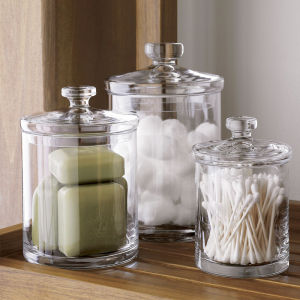 Langyan Original Storage Jar Decoration European Transparent Glass Jar Creative Cotton Swab Cotton Stick Storage Tank Candy Box Decoration
