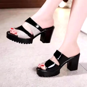 Trendy Womens Sandals: Fish Mouth Design High Thick Heels Platform Ideal for Moms #514