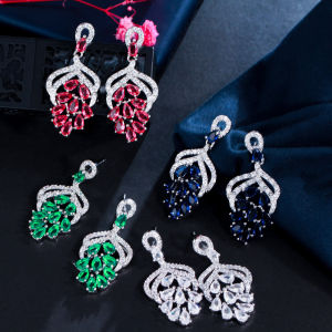 SEQUITO Hot Sale Fashion Women Ear Jewlery White Gold Color Full Pave Setting Sparkly AAAAA Cubic Zirconia Delicate Grape Shape Drop Dangle Earrings SE856