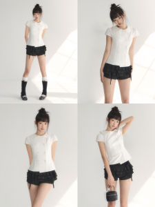 Weekend hub | Retro Peter Pan Collar Double Breasted Waist-defining Summer Shirt
