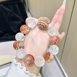สร้อยข้อมือคริสตัลธรรมชาติแฟชั่นผู้หญิงใหม่ดอกไม้กาวสีแดงคริสตัลสร้อยข้อมือคริสตัลธรรมชาติขั้นสูง